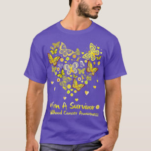 Butterfly Heart Im A Survivor Childhood Cancer Awa T-Shirt