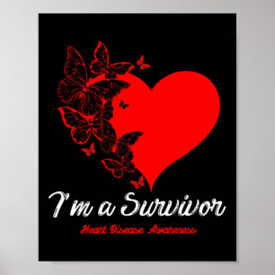 Butterfly Heart I'm A Survivor Heart Disease Aware Poster