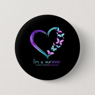 Butterfly Heart I'm A Survivor Suicide Prevention 6 Cm Round Badge