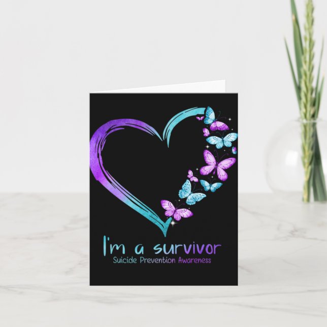 Butterfly Heart Im A Survivor Suicide Prevention  Card (Front)