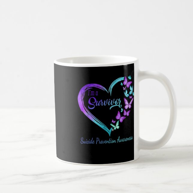 Butterfly Heart I'm A Survivor Suicide Prevention  Coffee Mug (Right)