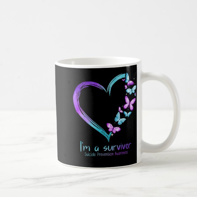 Butterfly Heart Im A Survivor Suicide Prevention  Coffee Mug (Right)