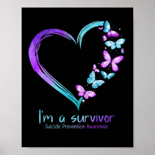 Butterfly Heart I'm A Survivor Suicide Prevention  Poster