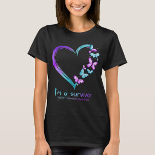 Butterfly Heart Im A Survivor Suicide Prevention T-Shirt