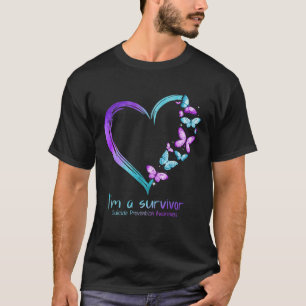 Butterfly Heart I'm A Survivor Suicide Prevention  T-Shirt