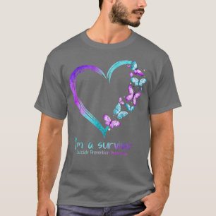 Butterfly Heart I'm A Survivor Suicide Prevention  T-Shirt