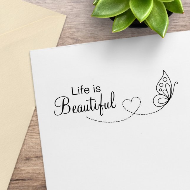 Butterfly Heart - Life is Beautiful Rubber Stamp (Creator Uploaded)