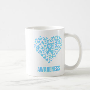 Butterfly Heart Light Blue Ribbon Addisons Disease Coffee Mug