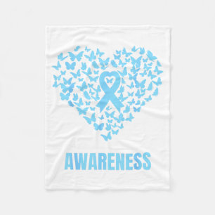 Butterfly Heart Light Blue Ribbon Addisons Disease Fleece Blanket