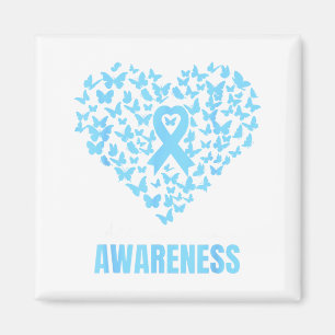 Butterfly Heart Light Blue Ribbon Addisons Disease Magnet