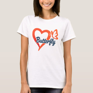 Butterfly Heart Love   Romantic women t-shirt