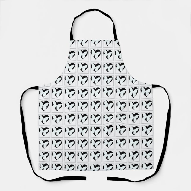 Butterfly Heart On White  Apron (Front)