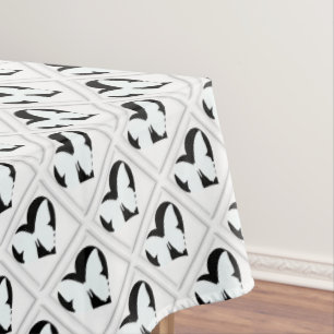 Butterfly Heart On White  Tablecloth