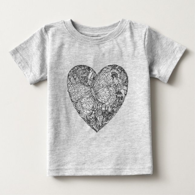 Butterfly Heart Pattern Baby T-Shirt (Front)