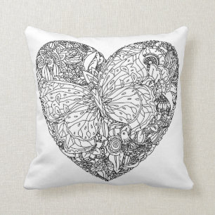 Butterfly Heart Pattern Cushion