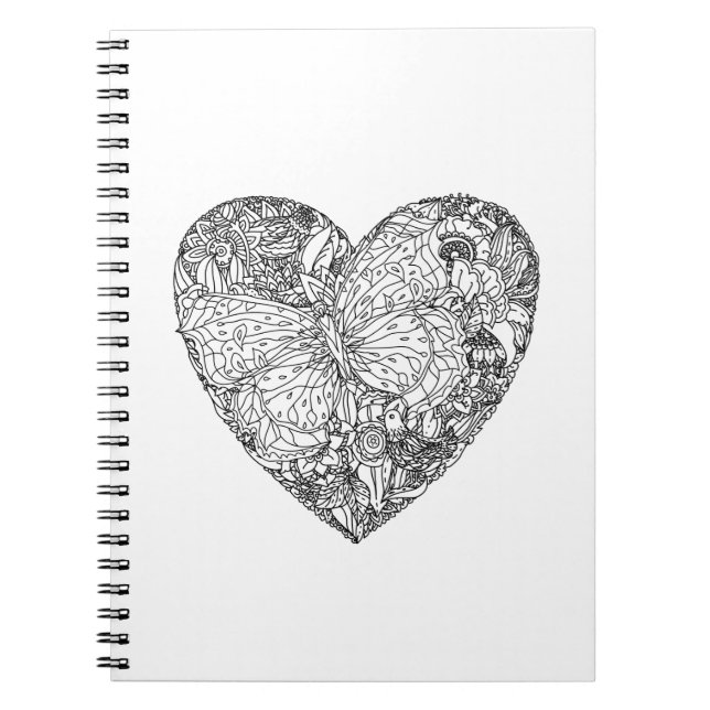 Butterfly Heart Pattern Notebook (Front)