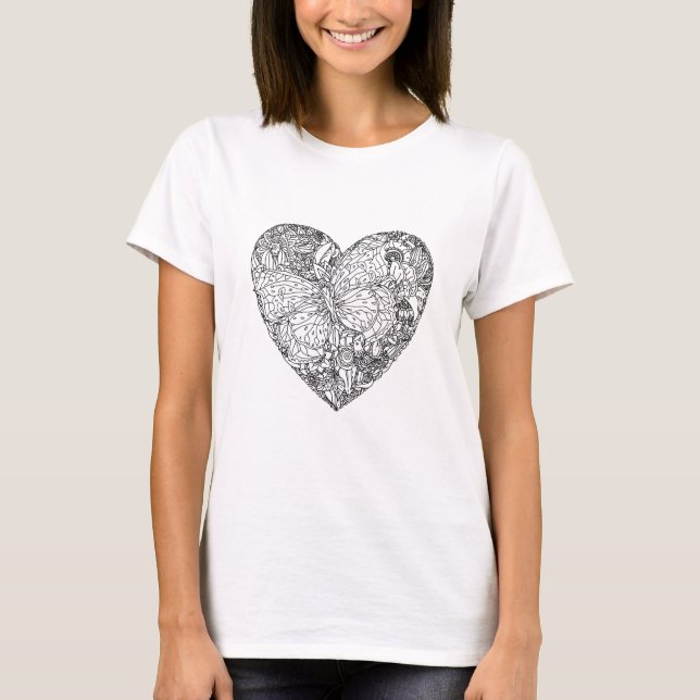 Butterfly Heart Pattern T-Shirt (Front)