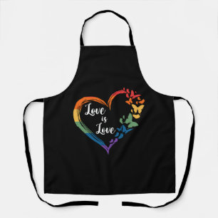 Butterfly Heart Rainbow Love Is Love LGBT Gay Copy Apron
