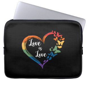 Butterfly Heart Rainbow Love Is Love LGBT Gay Copy Laptop Sleeve