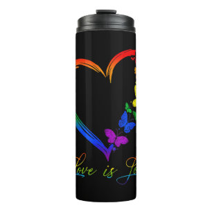 Butterfly Heart Rainbow Love Is Love LGBT Gay Thermal Tumbler