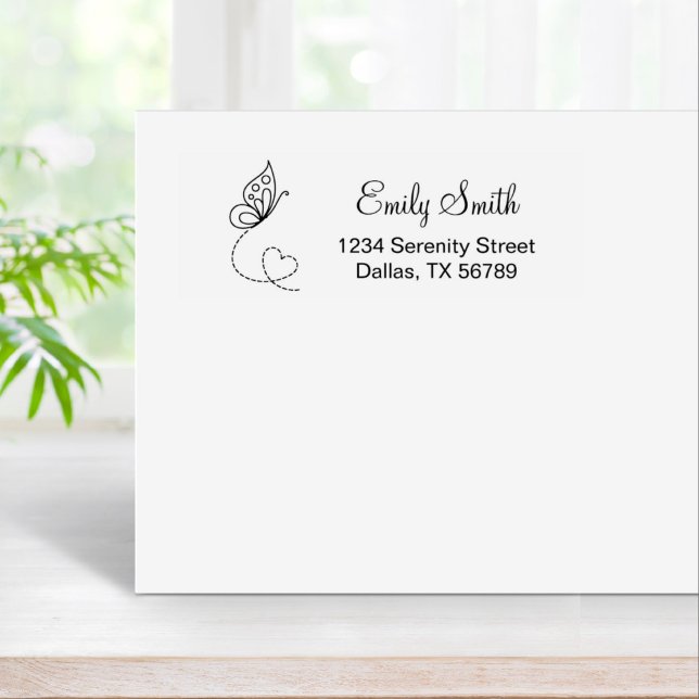 Butterfly Heart Return Address Rubber Stamp (Creator Uploaded)