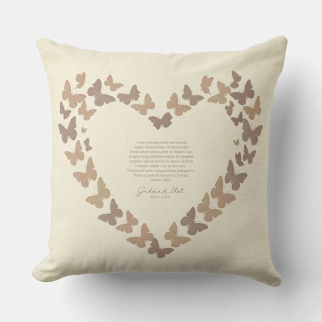 Butterfly Heart Silhouette Throw Pillow (Front)