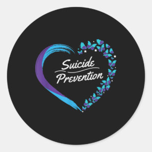 Butterfly Heart Suicide Awareness Mental Health Classic Round Sticker