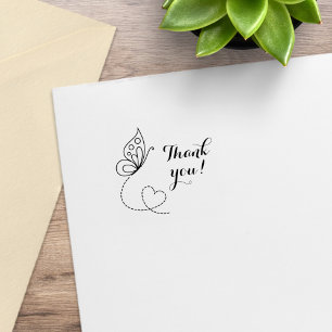 Butterfly Heart Thank You 1x1 Rubber Stamp