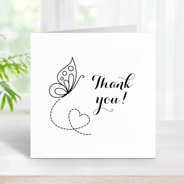 Butterfly Heart Thank You Rubber Stamp (Creator Uploaded)