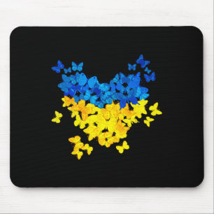 Butterfly Heart Ukraine Flag Ukrainian Ukrainian Mouse Pad