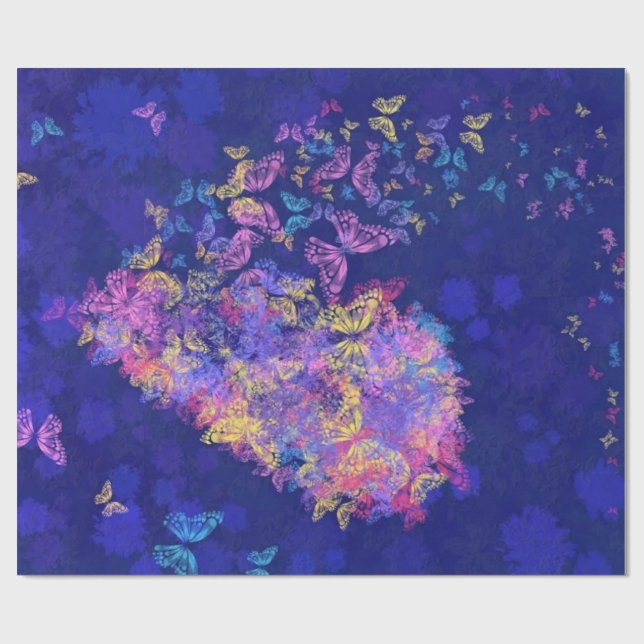 Butterfly Heart Wrapping Paper Love (Flat)