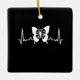 Butterfly Heartbeat Ceramic Ornament