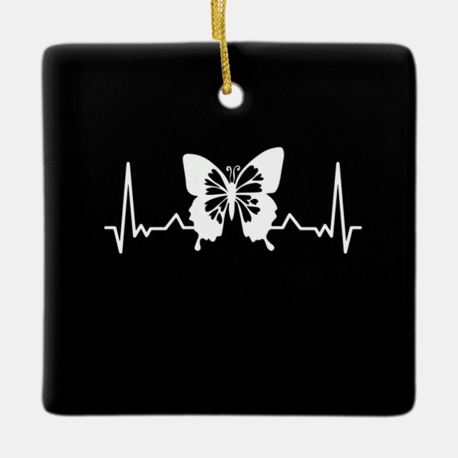 Butterfly Heartbeat Ceramic Ornament (Front)
