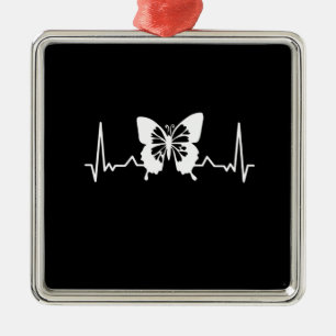 Butterfly Heartbeat Metal Ornament