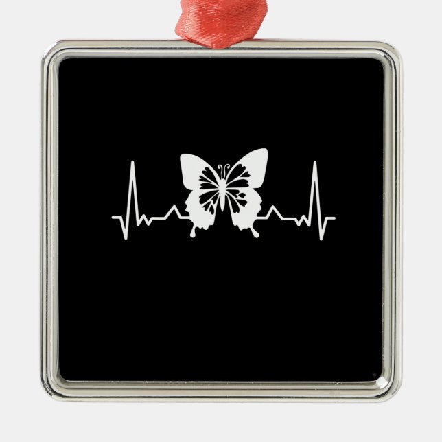 Butterfly Heartbeat Metal Ornament (Front)