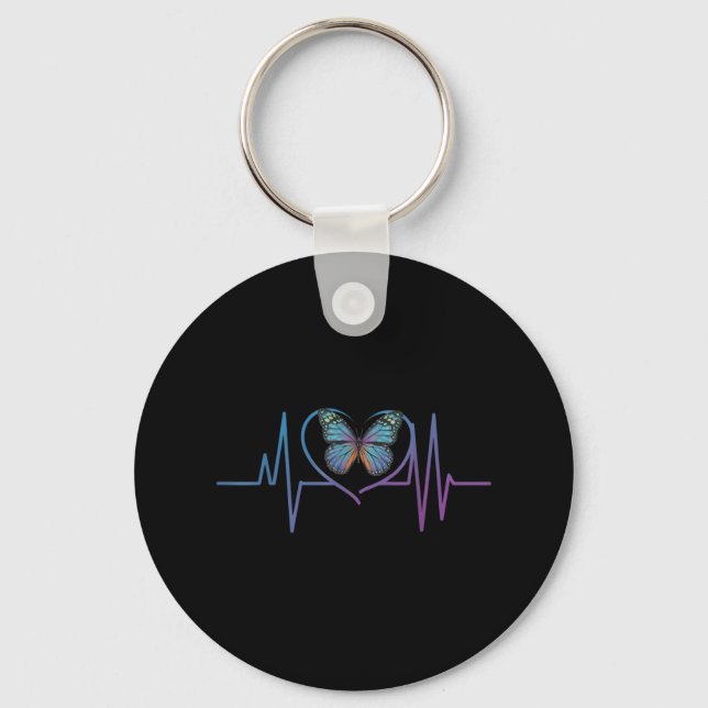 Butterfly Heartbeat Suicide Awareness  Key Ring (Front)