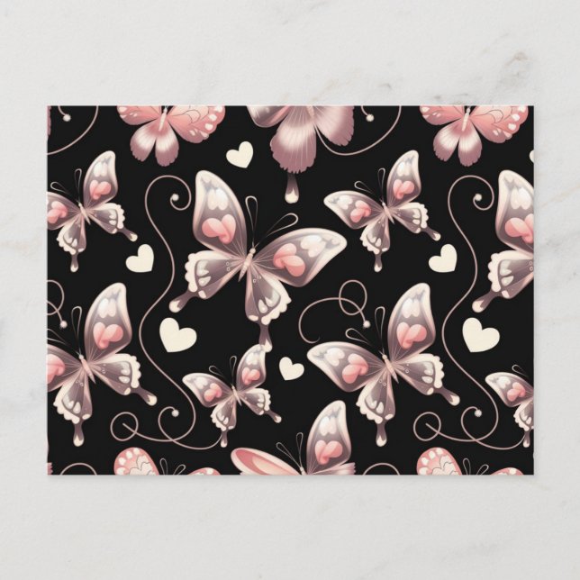 Butterfly Hearts Design Postcard (Front)