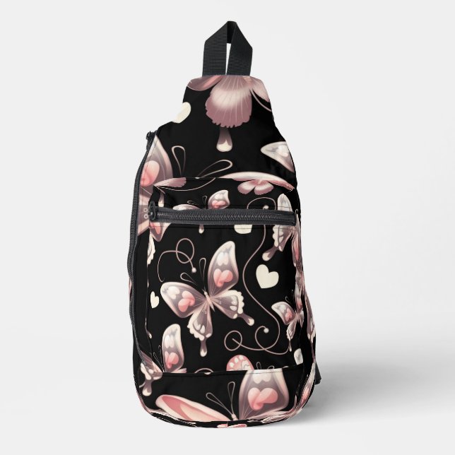 Butterfly Hearts Design Sling Bag (Front)