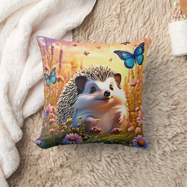 Butterfly Hedgehog Art Cushion (Blanket)