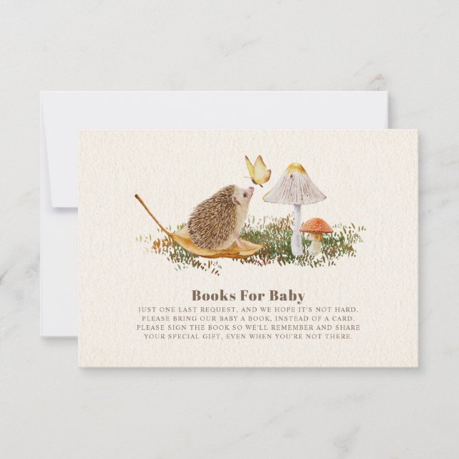 Butterfly Hedgehog Mushroom  Books For Baby Shower Invitation (Front)
