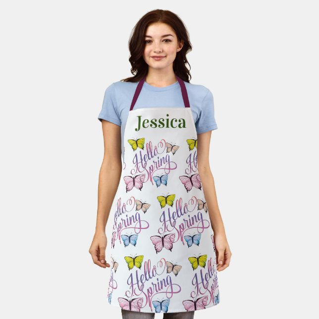 Butterfly Hello Spring Apron (Worn)