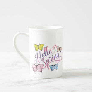 Butterfly Hello Spring Bone China Mug