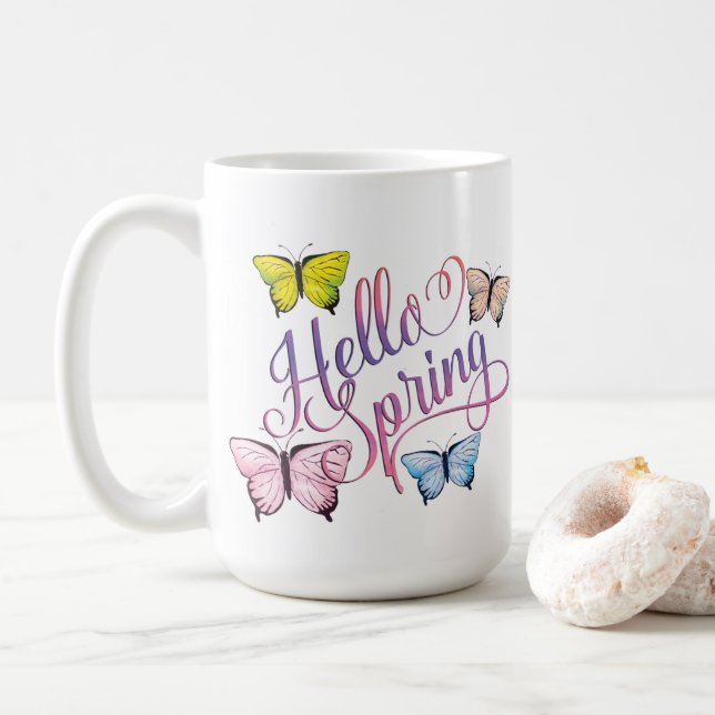 Butterfly Hello Spring Coffee Mug (With Donut)