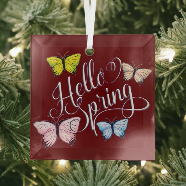 Butterfly Hello Spring Glass Tree Decoration (Insitu)