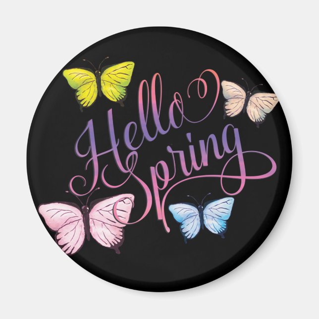 Butterfly Hello Spring Magnet (Front)