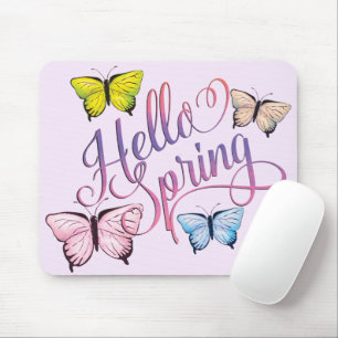 Butterfly Hello Spring Mouse Pad
