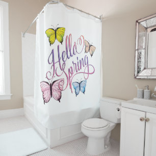 Butterfly Hello Spring Shower Curtain