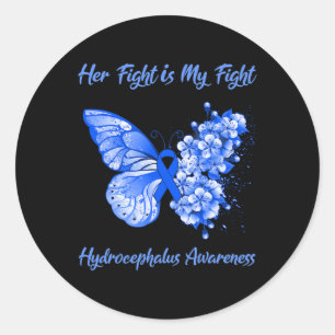 Butterfly Her Fight is My Fight Hydrocephalus Awar Classic Round Sticker