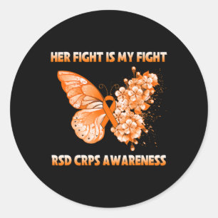 Butterfly Her Fight Is My Fight Rsd Crps Awareness Classic Round Sticker