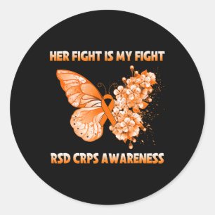 Butterfly Her Fight Is My Fight Rsd Crps Awareness Classic Round Sticker